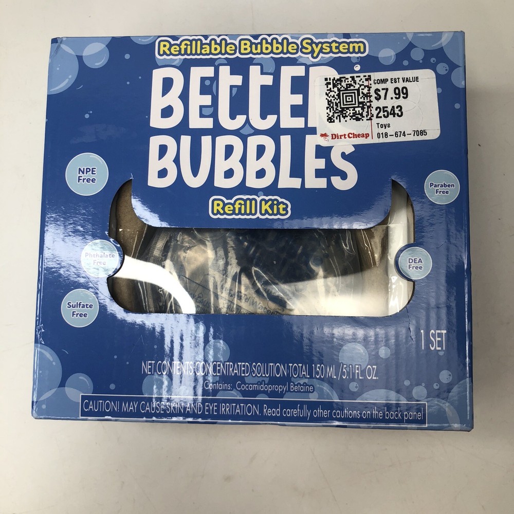 3 Better Bubbles RefillKit w/18pk Prefilled Bottle Refill Concentrate 6pc Wands