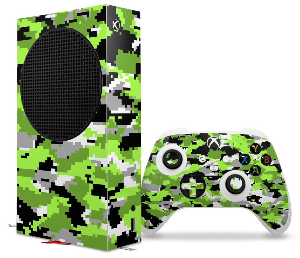 Skins XBOX Series S Console Controller WraptorCamo Digital Camo Neon Green