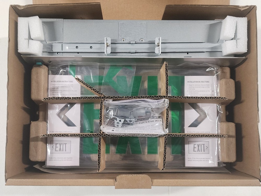 Qllite LED Exit Sign LED Edge-Lit Exit Sign Emergency Light w/Battery Backup,