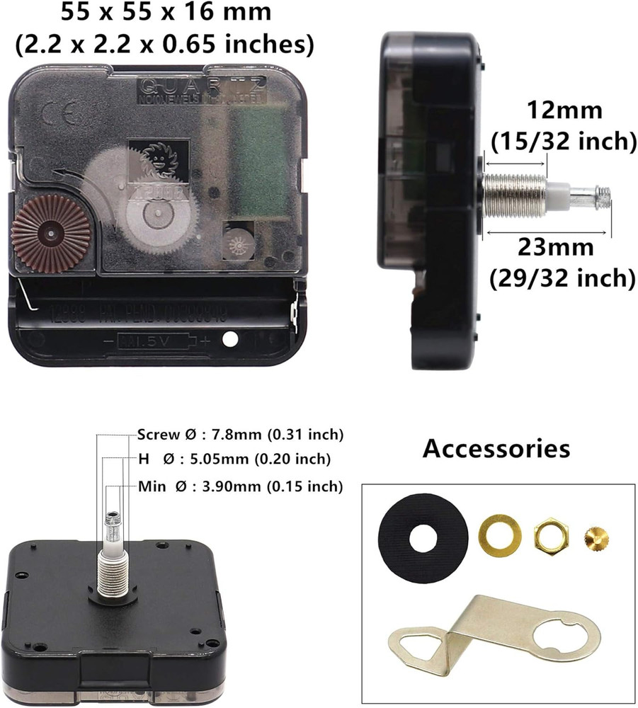 12888 High Torque Quartz Clock Movement with 8" Spade Hands Kit