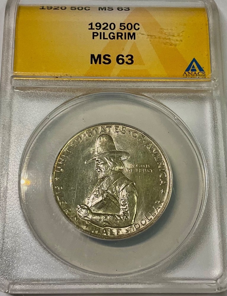 1920 USA Pilgrim Commem Half Dollar ANACS graded MS63 nice original piece