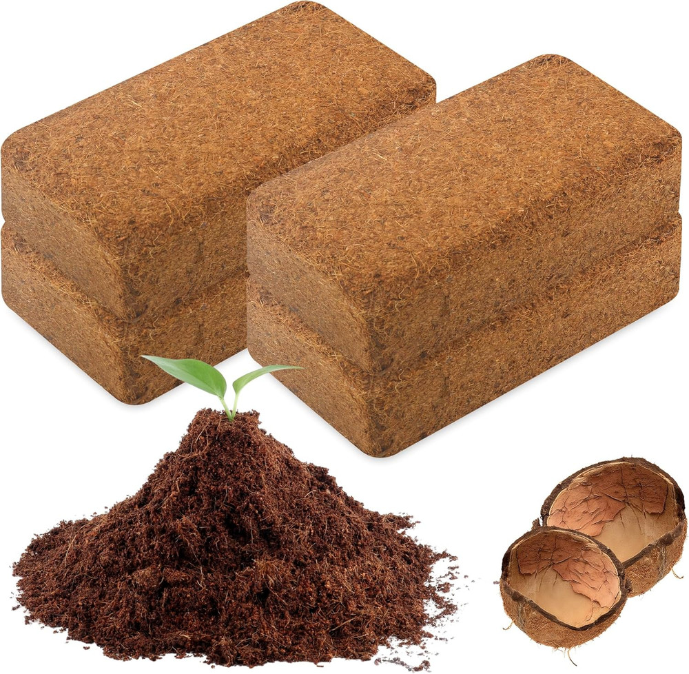 Coco Coir Brick for Plants-4 Pack Premium Coconut Bricks, 100% Organic Peat Moss