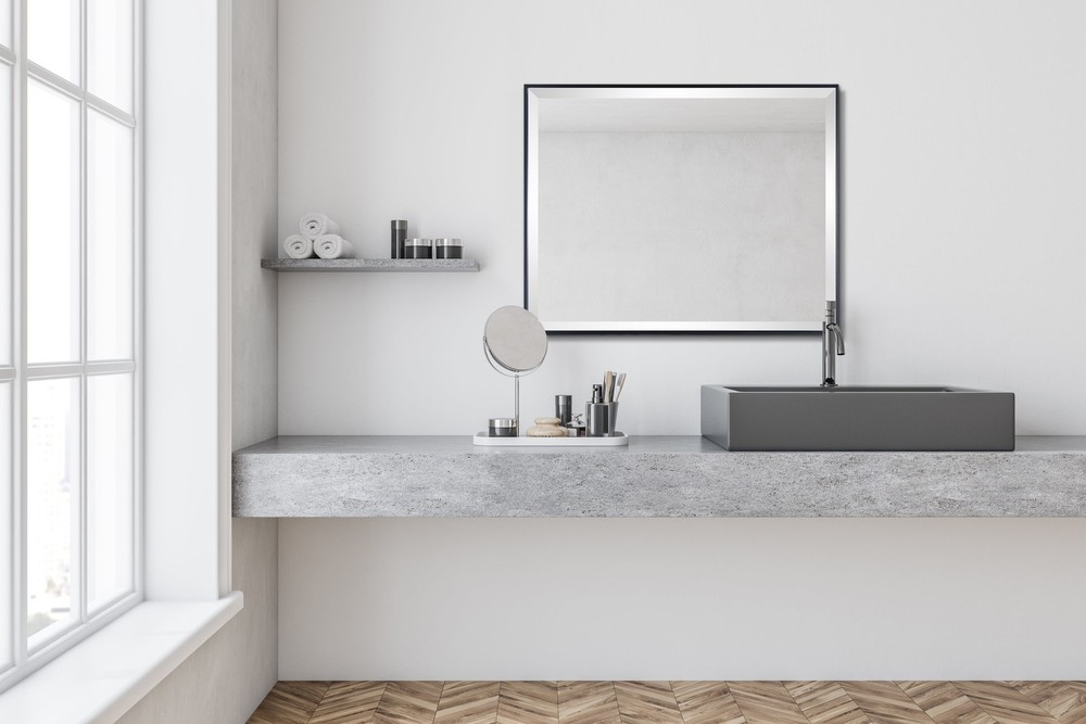 Beveled Modern Rectangular Wall Mirror, 23X29, Black