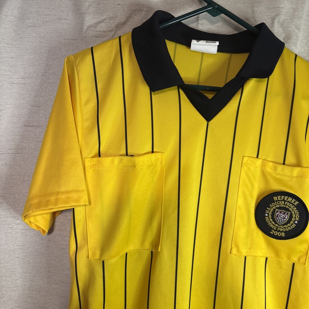 2008 U.S. SOCCER Federation Referee PROGRAM Yellow Black Striped Ref Shirt Small