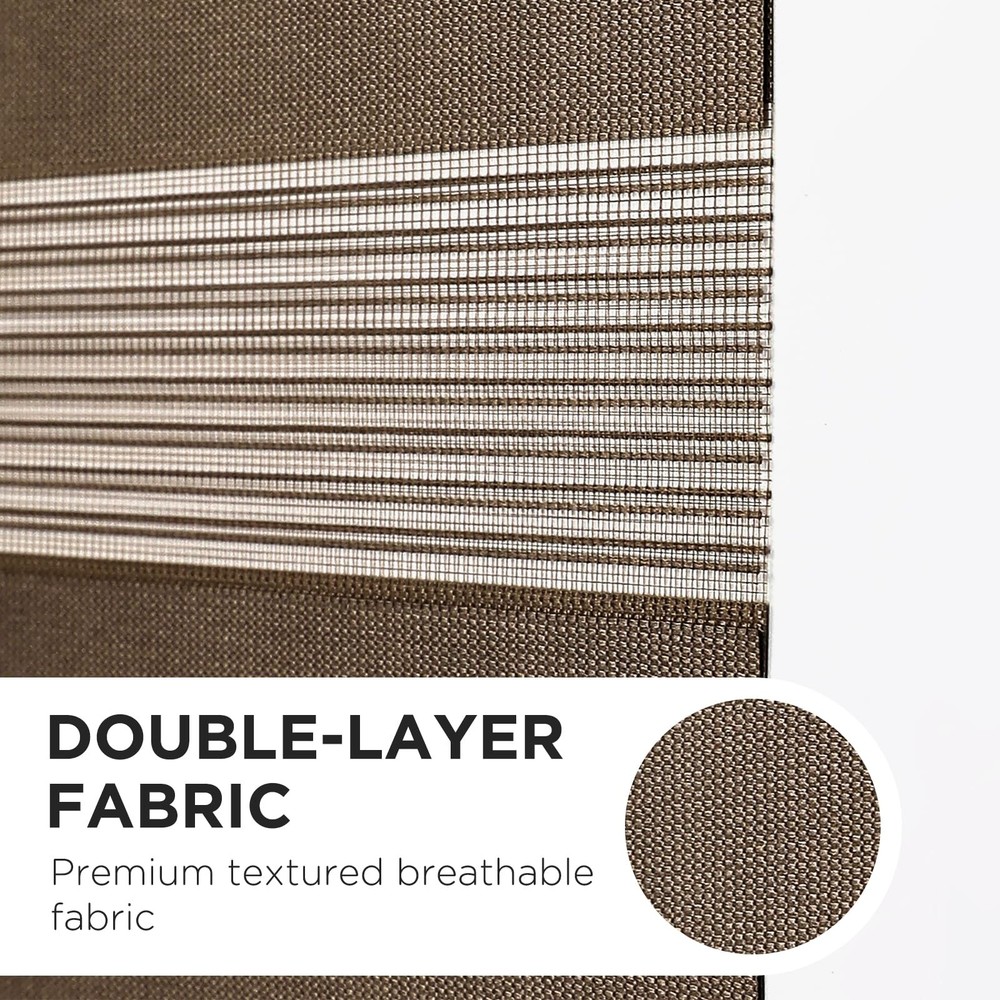 Cordless Zebra Blinds for Windows, Dual Layer Light Control Window Blinds wit...