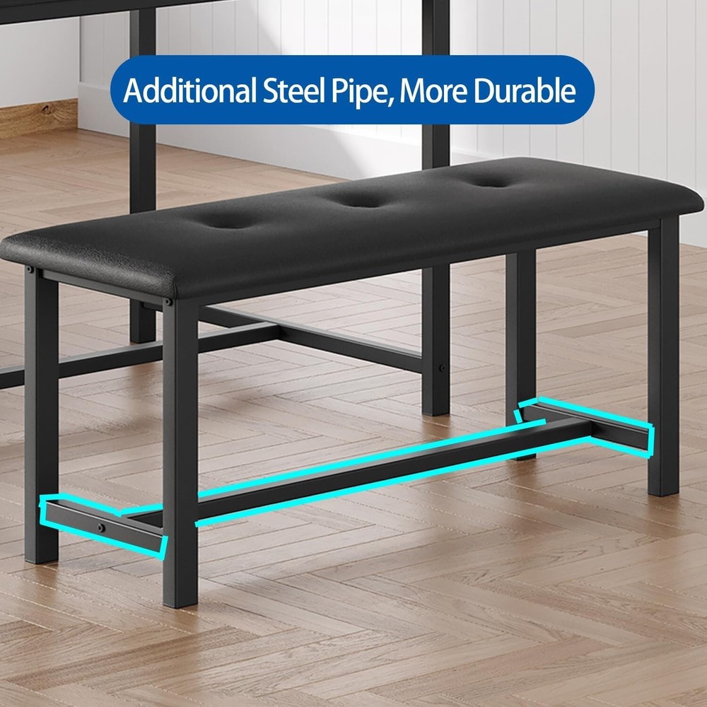 Dining Table Set for 4 Kitchen Table w/ Upholstered Benches Dining Room Kitchen