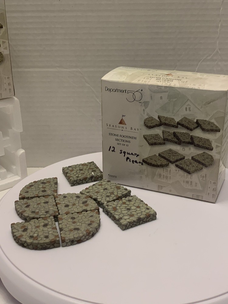 Dept56 Stone Footpath Sections, 5 Curved, 3 Squares. Has Original Box. Used.