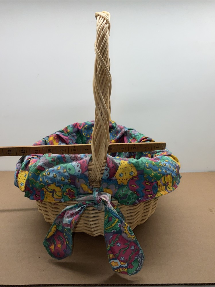 Easter Basket Kitsch Multi Color Liner Woven Boho Wicker