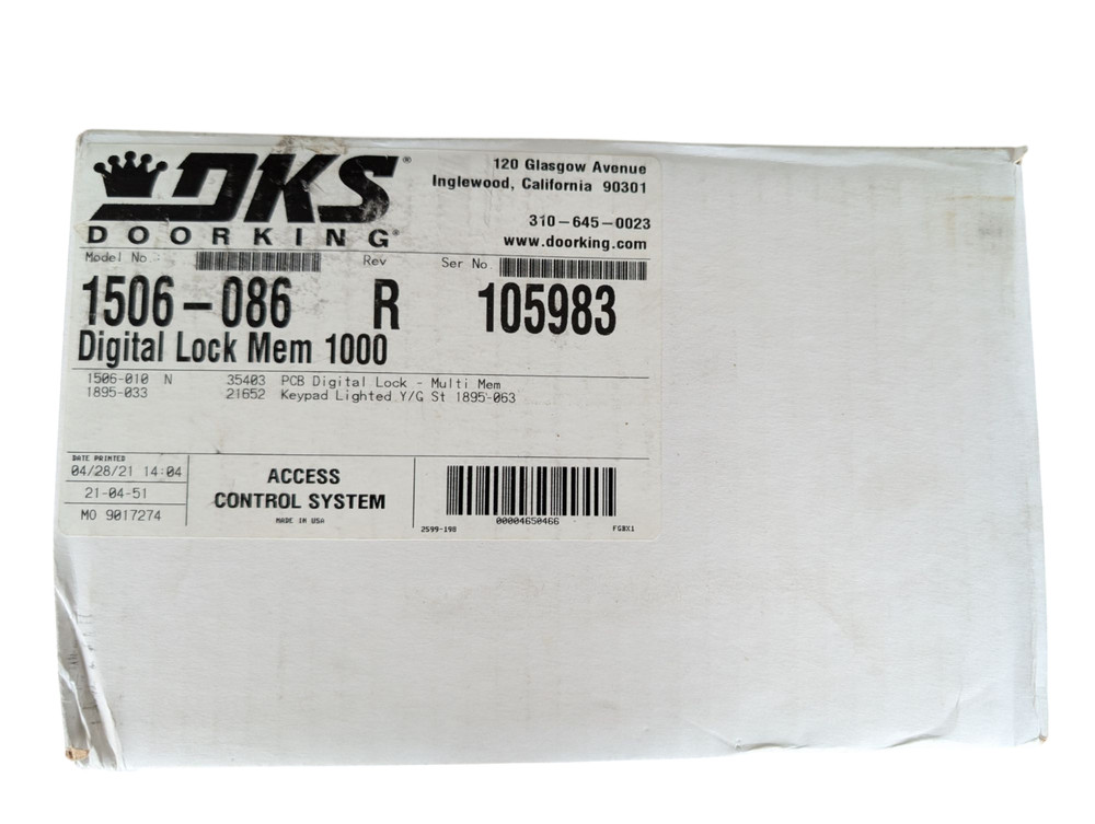 DKS Doorking 1506-086 Access Control System - includes digital, lighted keypad