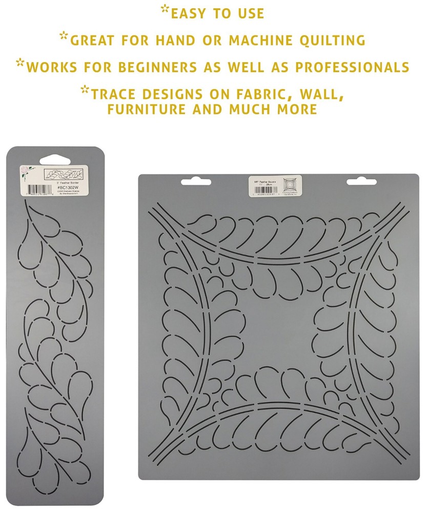 Quilting Stencils Leaf Feather Quilt Patterns Border & Block Quilters Template