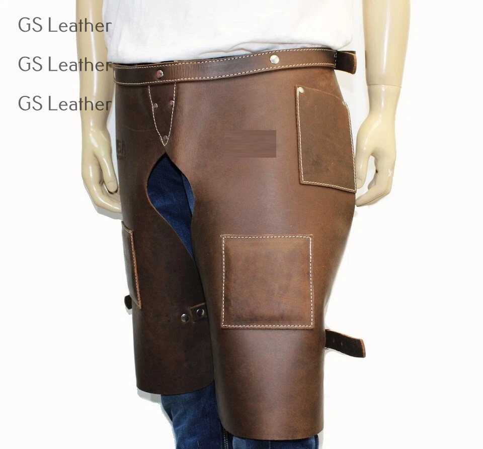 Leather Chaps for Construction Heavy Duty Work Leg Protection