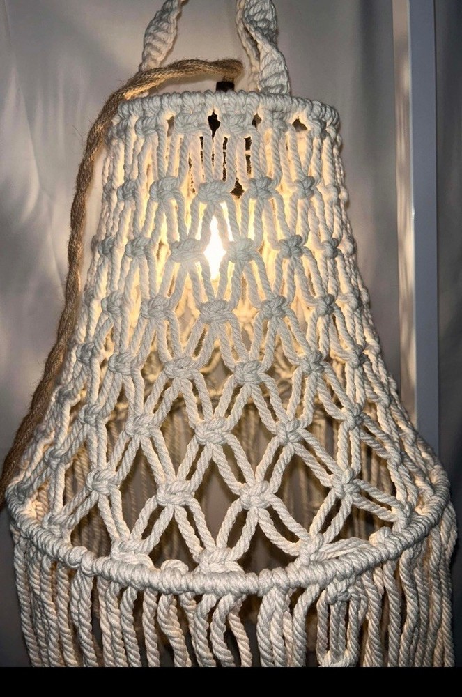 Boho Macrame Hanging 3 Tier Shelf Neutral Decor