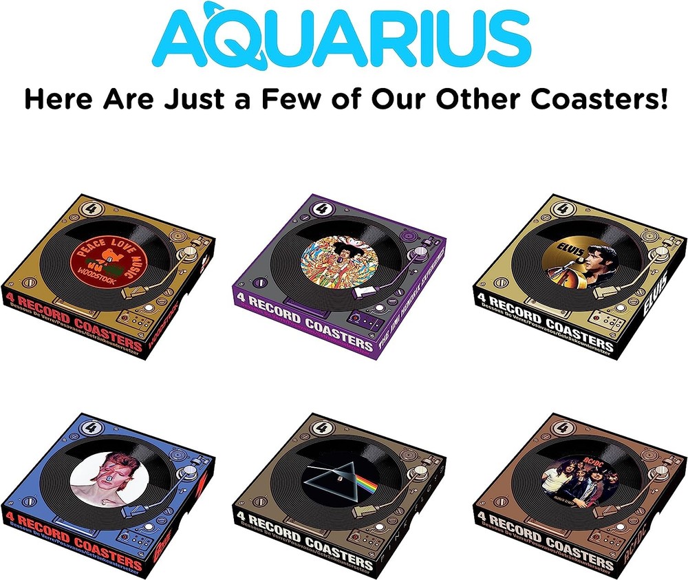 Aquarius AC DC vinyl coasters, Medium, multicolor