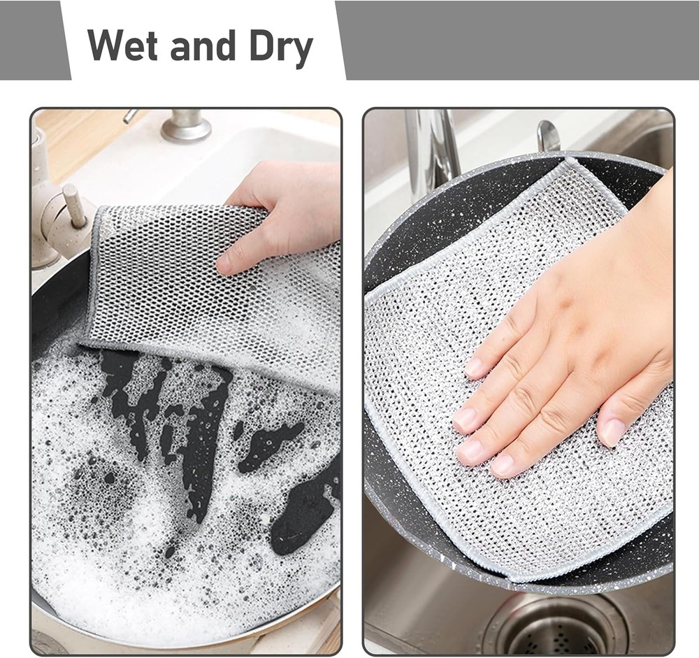 10 Pcs Non-Scratch Wire Dishwashing Rags - Elegant & Practical Kitchen Solution