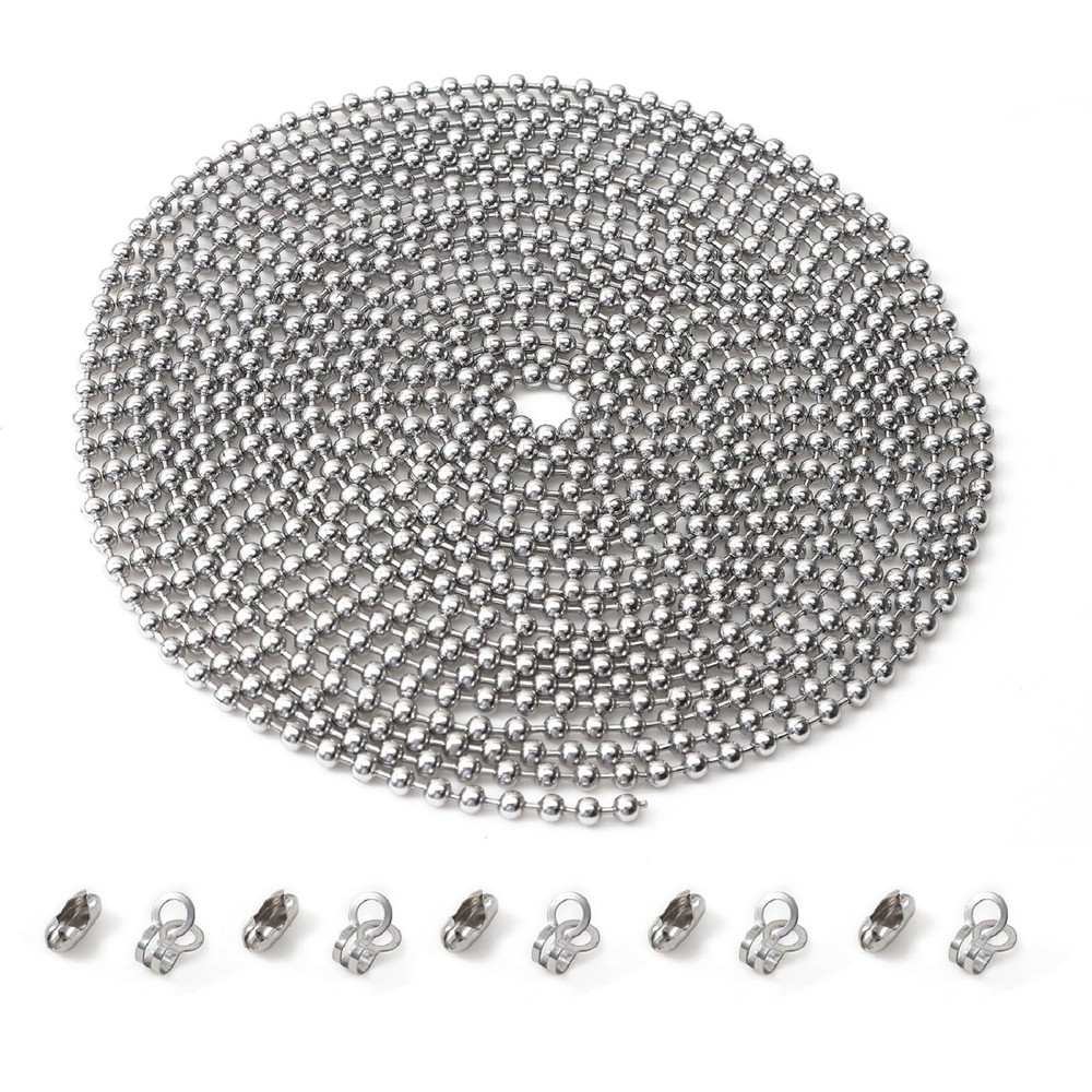 GZXUNFA 120 Inch Ceiling Fan Pull Chain, Beaded Chains 120 Inch, Silver