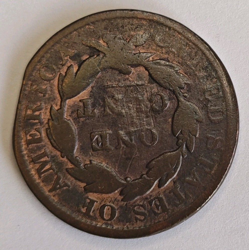 1831 Coronet Head Large Cent • Straight Clipped Planchet Error • AG/G