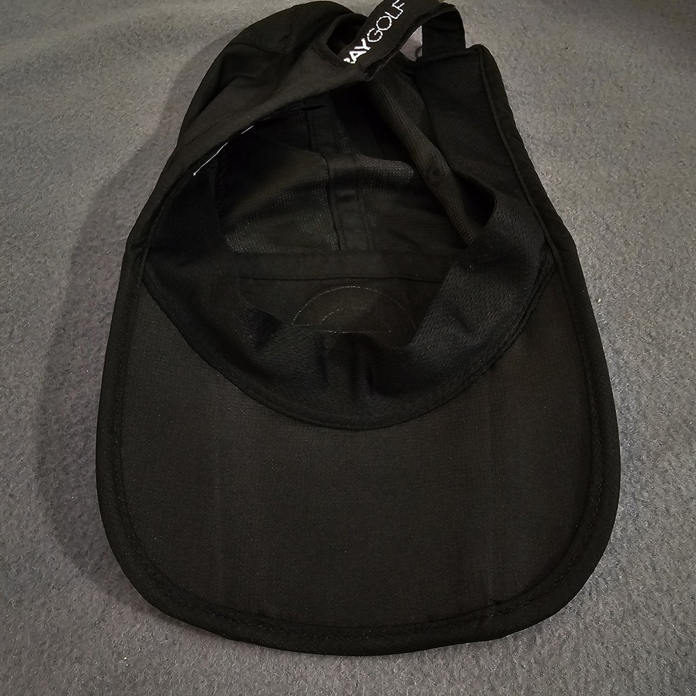 Foray Foldable Black Golf Hat Rubberized Logo Hook & Loop Adjustable Strap