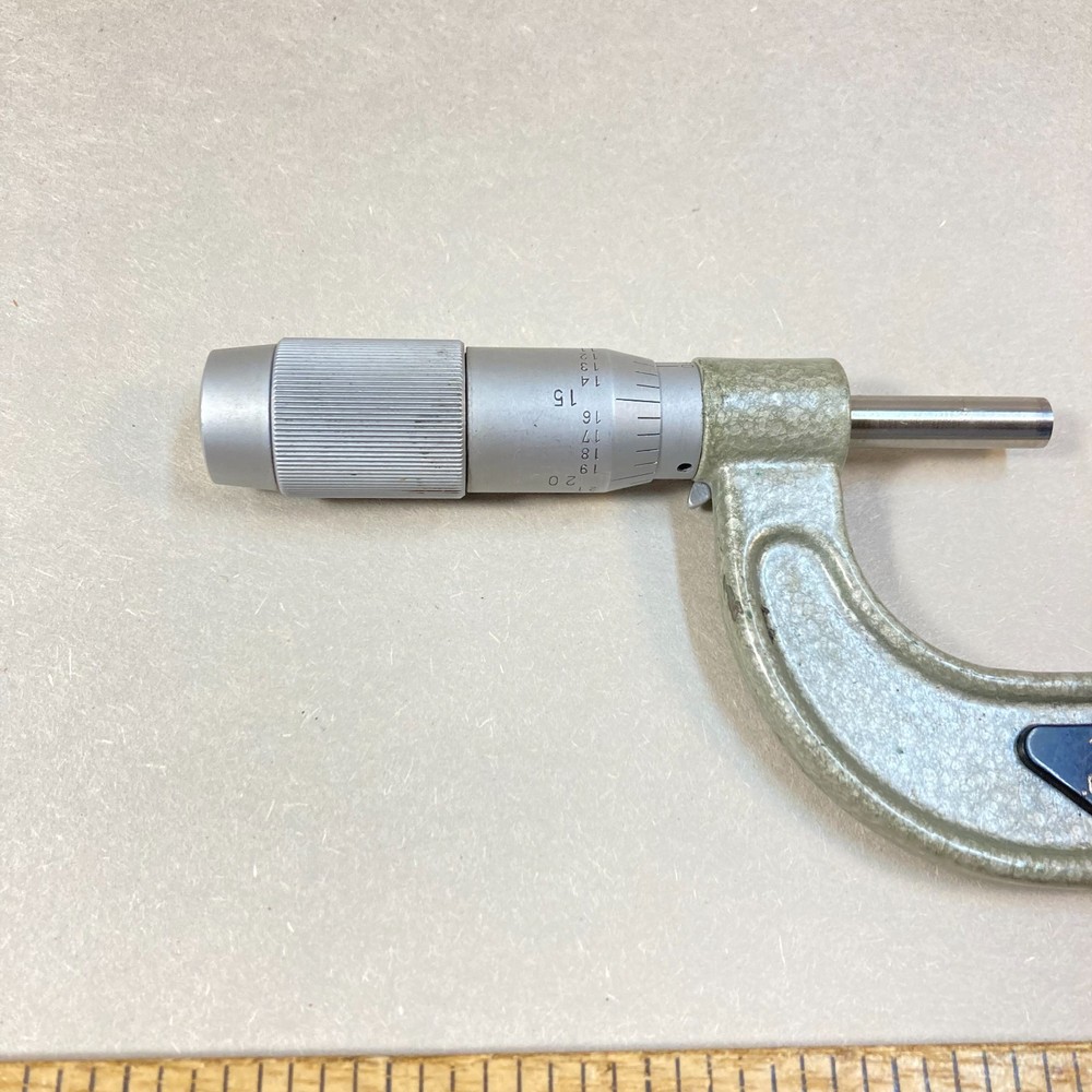 Vintage 1"-2" Outside Micrometer .0001" Solid Frame Carbide Tip