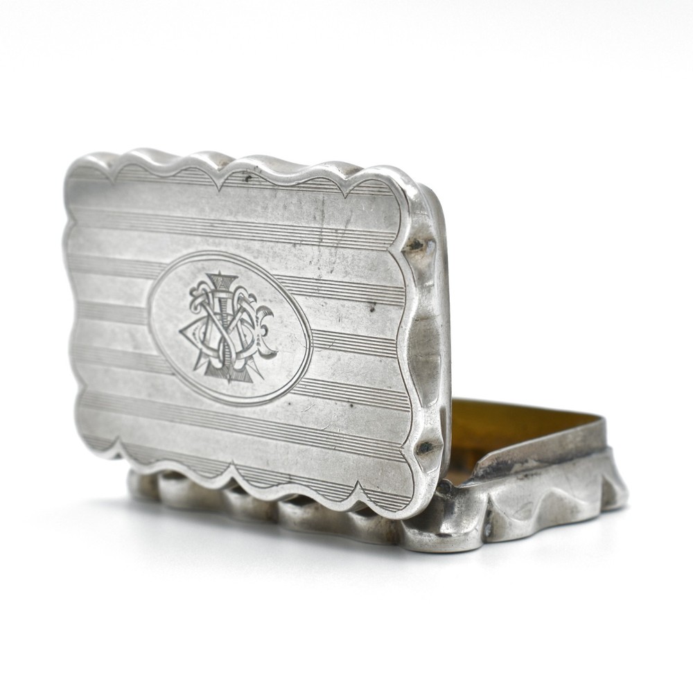 Antique Solid Silver Snuff Box 1911 Shaped William Aitken