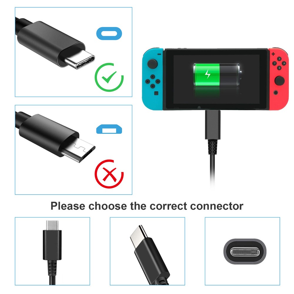 For Nintendo Switch & Pro Controller AC Power Supply Adapter Wall Travel Charger