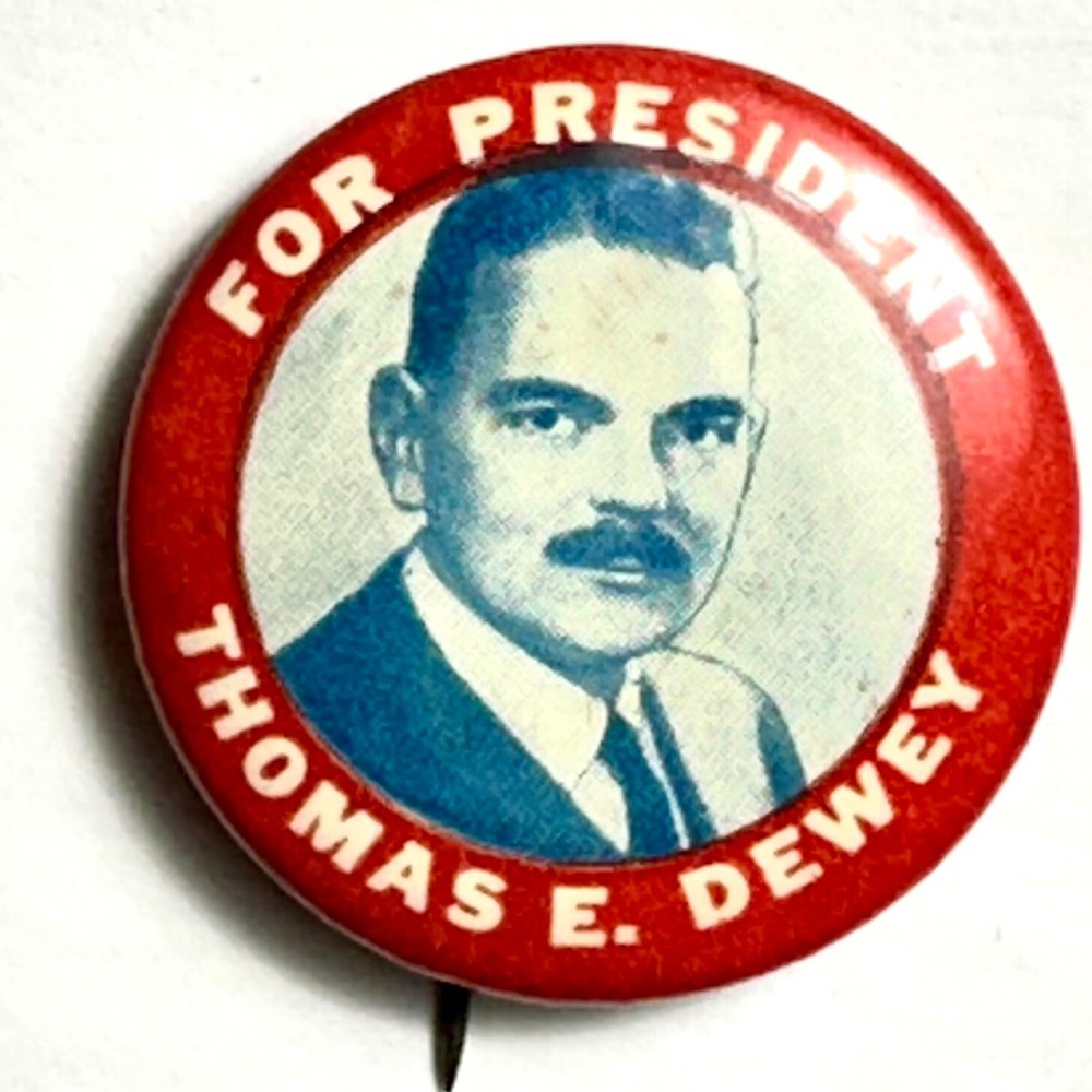 c1940s Thomas E Dewey for President 1.25" Celluloid Pinback
