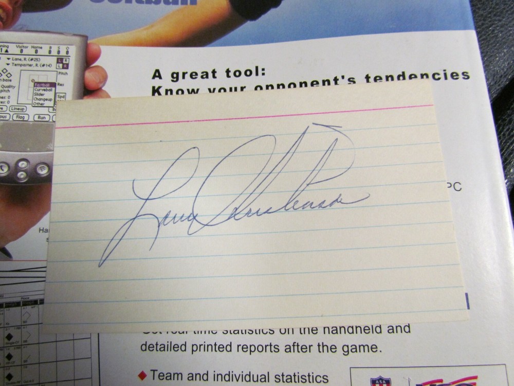 Larry Christenson autographed index card