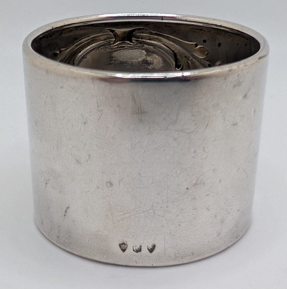 Antique German 800 Silver Napkin Ring "HP" initials engraving, circa 1900