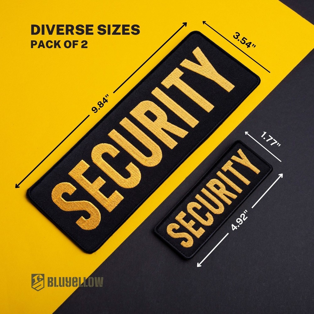 2-Piece Embroidered Security Patch for Vest, Jacket, Hook & Loop, Large & Small