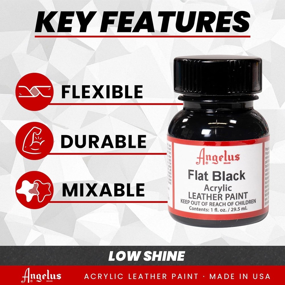 Multi-Surface Flat Black Acrylic Leather Paint for DIY Projects – 1 Fl Oz