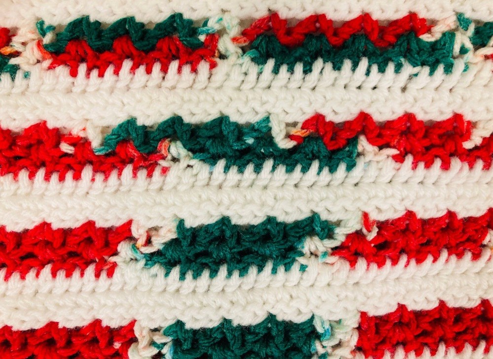 Handmade Crochet Striped Christmas Blanket