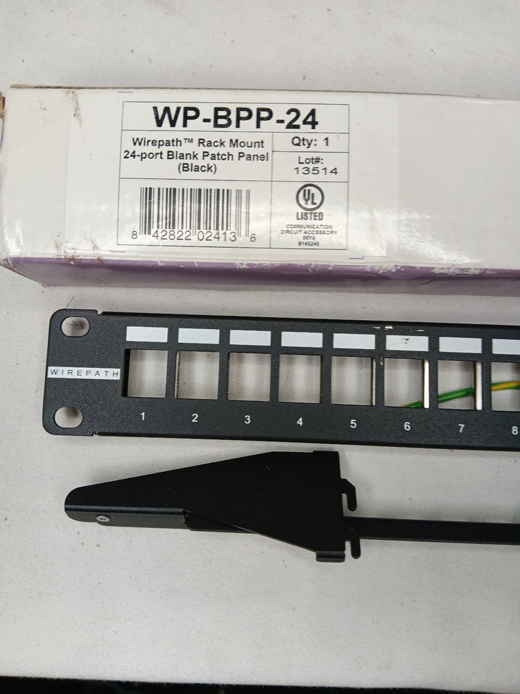 Wirepath WP-BPP-24 Rack Mount 24 Port Blank Patch Panel Black