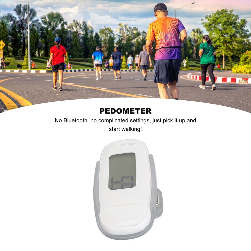 (White)Step Counter Large LCD Screen USB Rechargeable Pedometer W/ Lanyard FF