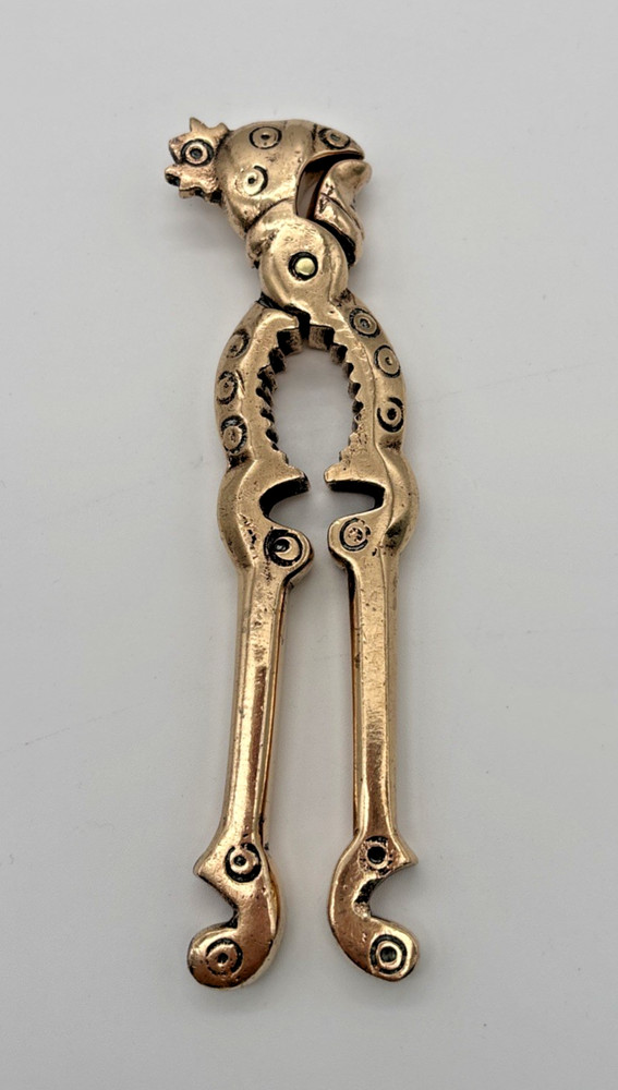 Vintage Solid Brass Rooster Bird Nutcracker Antique Unique Funny Statement Piece