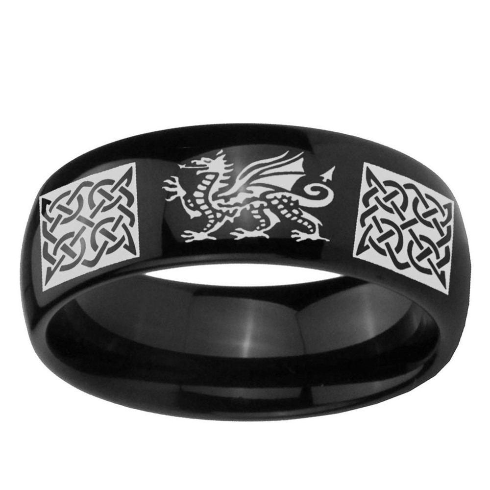 Multiple Celtic Dragon Tungsten Wedding Bands