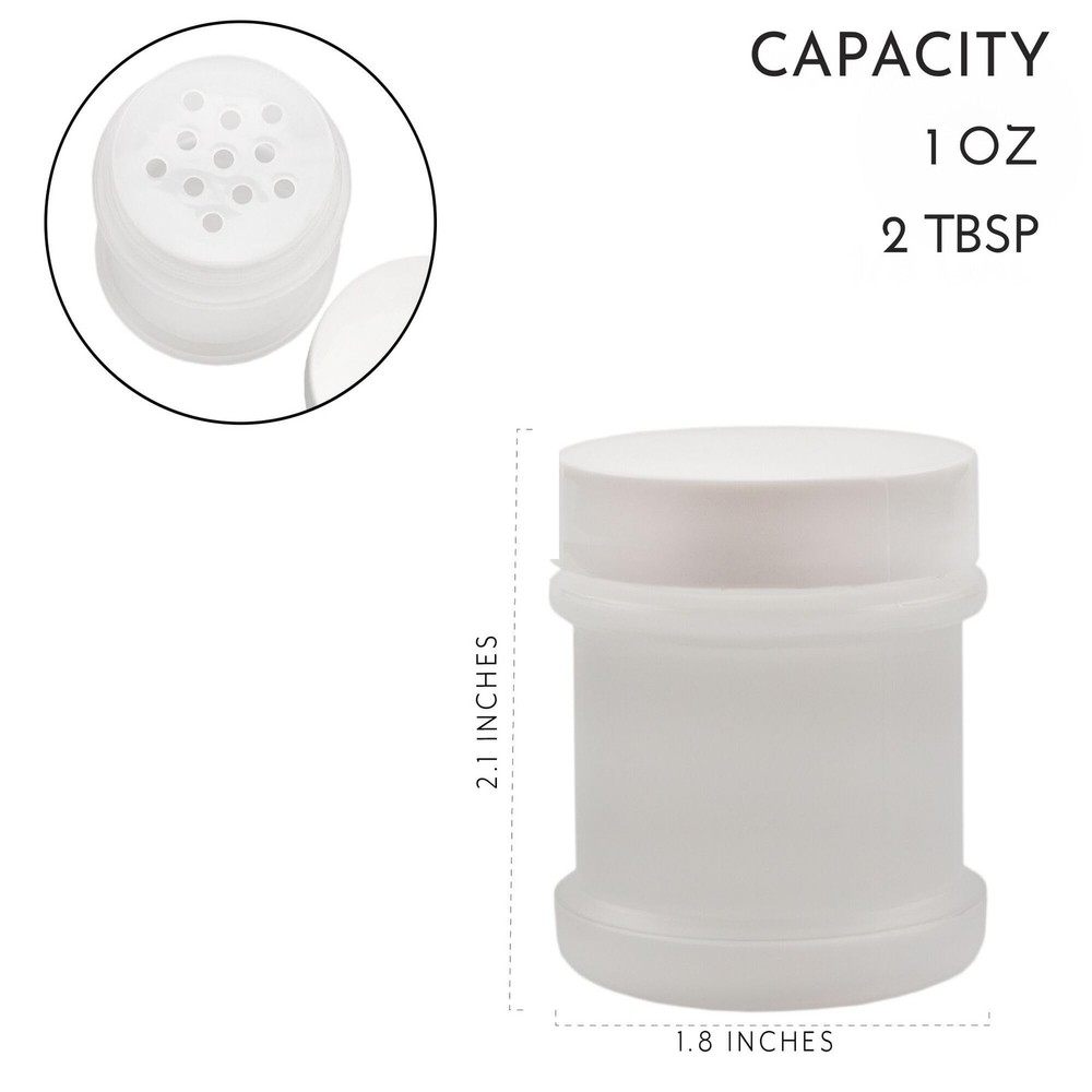 Cornucopia Brands Mini Plastic Spice Jars w/Sifters (12-Pack, White); 2 Table...