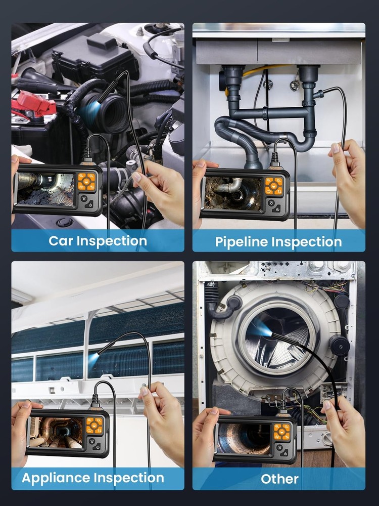 Endoscope Camera with Light, 4.3" IPS Screen 1080P Tools Borescope with 8 LED...