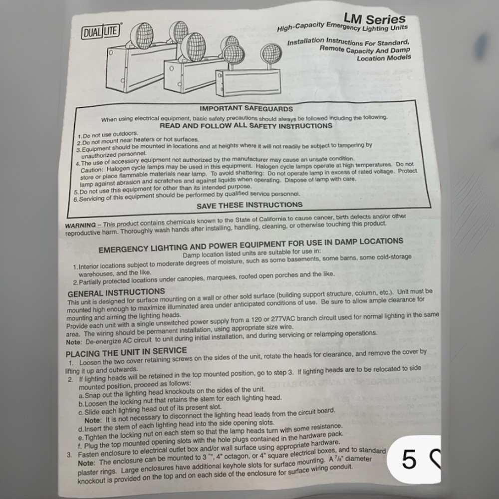 Dual light High capacity emergency light