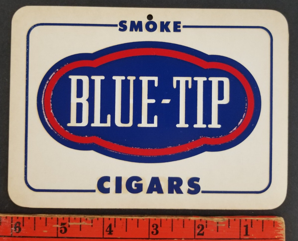 Vintage Blue Tip Cigars Double Sided Cardboard Sign