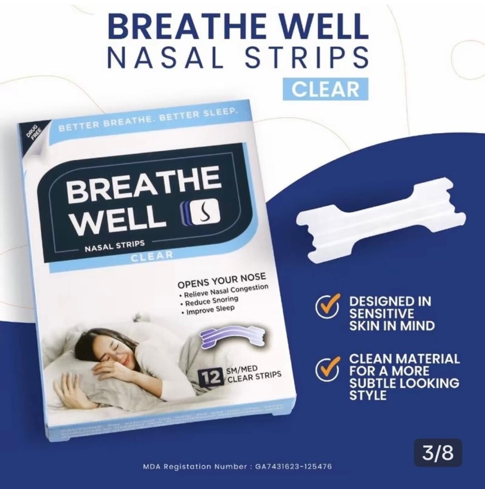 BREATHE WELL NASAL STRIPS CLEAR