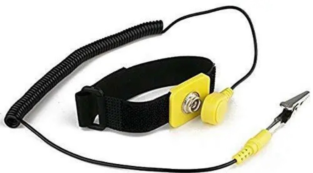 2 Pack Anti-Static Adjustable Grounding Wrist Strap Components Black,Yellow