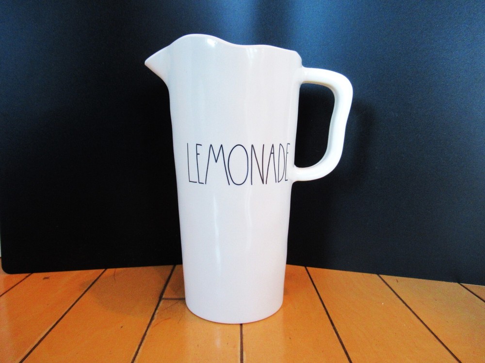 Rae Dunn by Magenta White Lemonade Pitcher Melamine 9" Tall