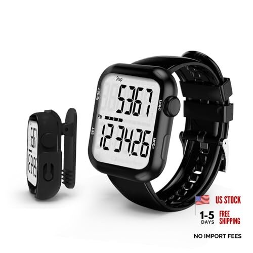Pedometer Watch, Multi-Function Pedometer for Walking Steps and Miles, 3D Black