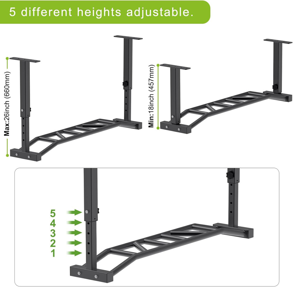 48" Ceiling Mounted Pull up Bar, Heavy Duty Multi-Grip Chin up Bar,Mounted Pullu