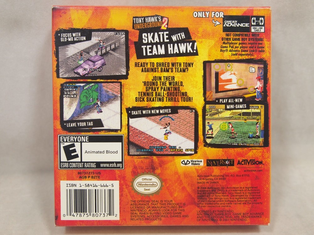 Tony Hawk's Underground 2 GBA) Authentic BOX ONLY