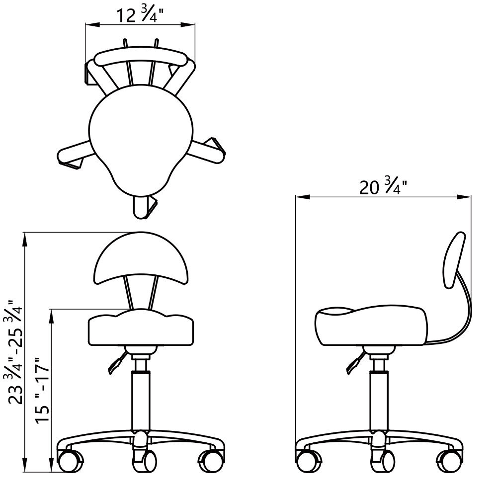 Pedicure Stool Low Sitting All Purpose Roller Technician Stool MEDUSA