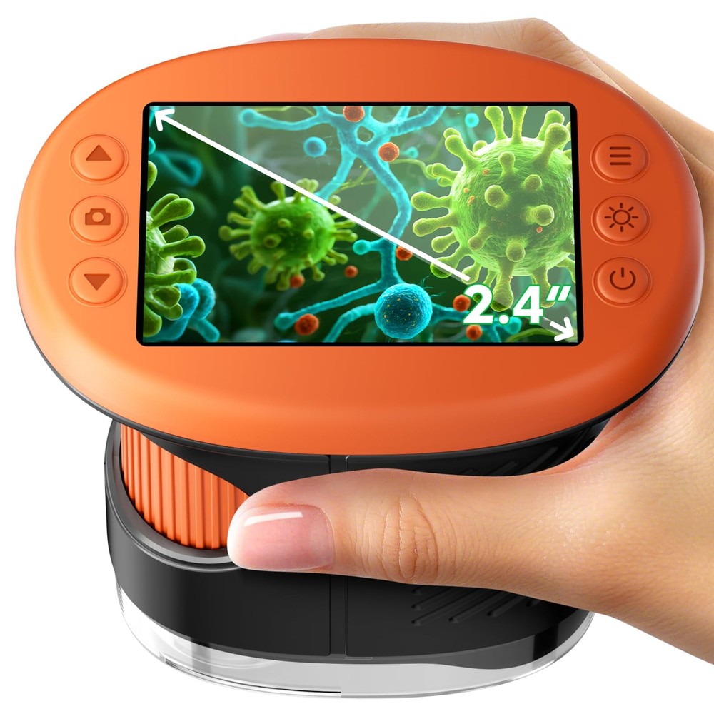 1000X Handheld Microscope for , 4K 2.4" Screen Digital Microscopes with 12 Sl...