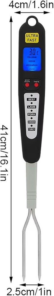 Digital Meat Thermometer Fork, Read Meat BBQ Fork Thermometer with Dual Probe...