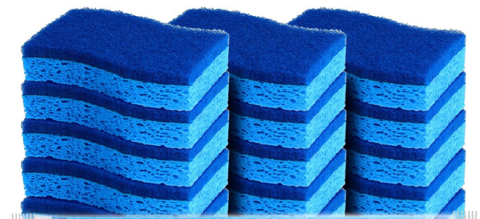 Aidea Non-Scratch Scrub Sponge Strong Cleaning 20 Count Blue