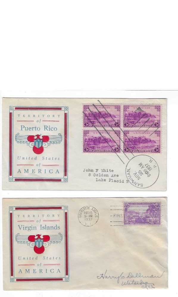 FDC's #799-802 Possessions - 1937 -- Linprint