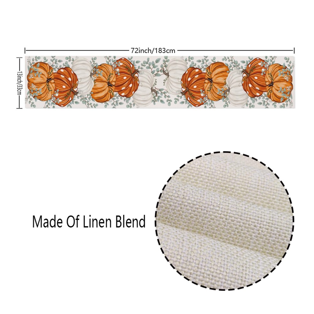 Fall Decorations Leaves Pumpkins Table Runner Thanksgiving Gift 13"x72"